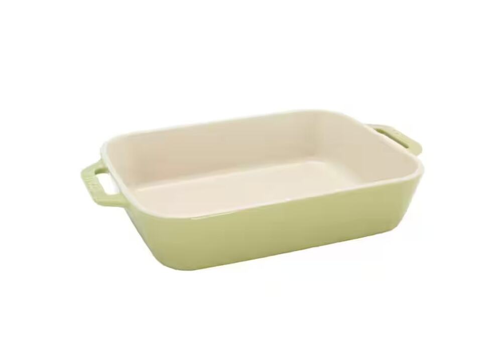 Staub Ceramic Rectangular Gratin Baking Dish Macaron Pastel Green NIB